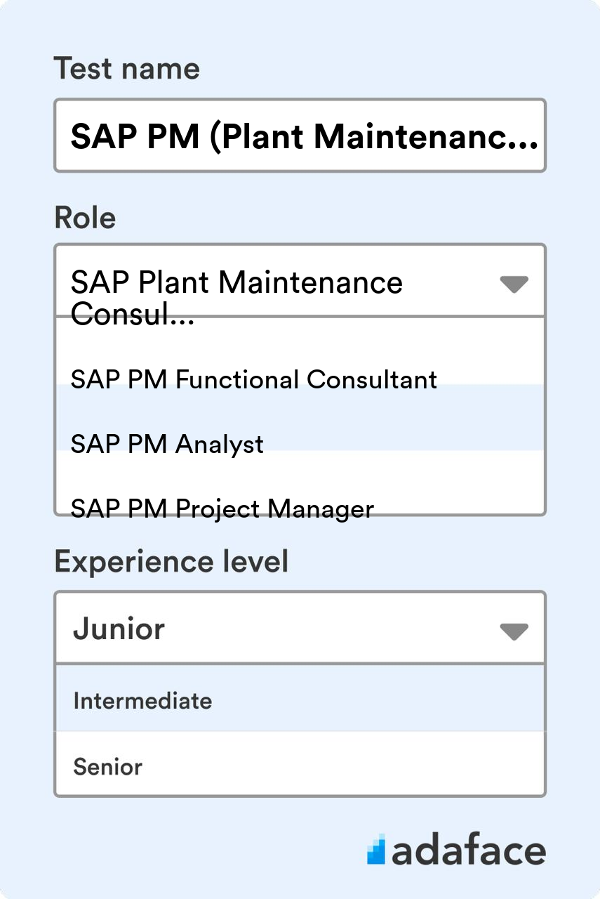 SAP PM (Plant Maintenance) Online Test Adaface