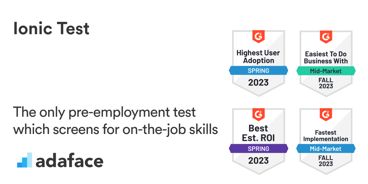 Ionic Online Test | Candidate screening assessment - Adaface
